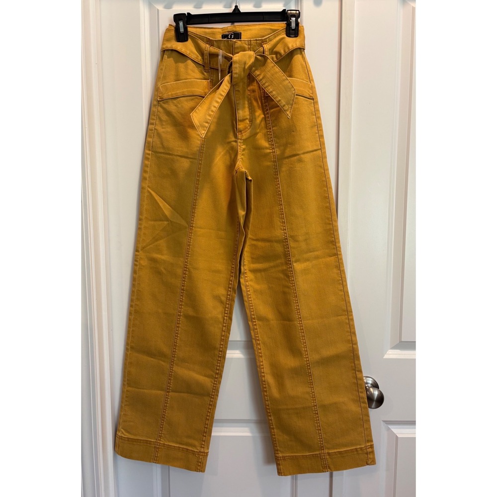 G by Giuliana Mustard Yellow‎ High Rise Wide Leg Tie Waist Pants Size 4